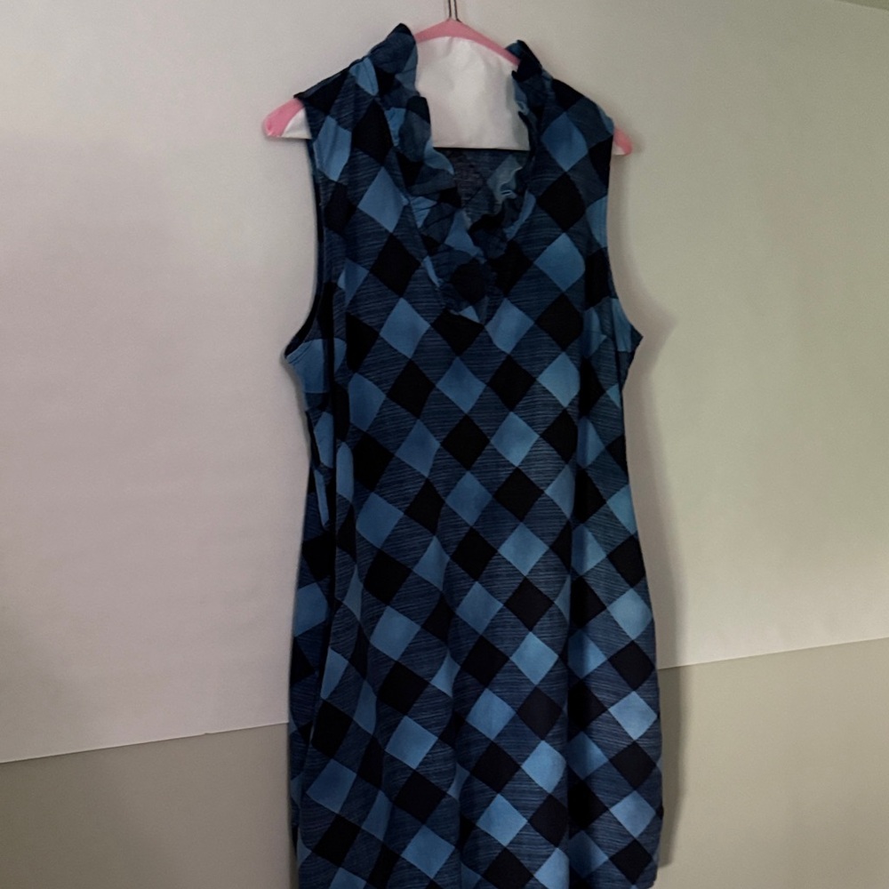 crown & ivy Blue and Black Sleeveless Mini Dress